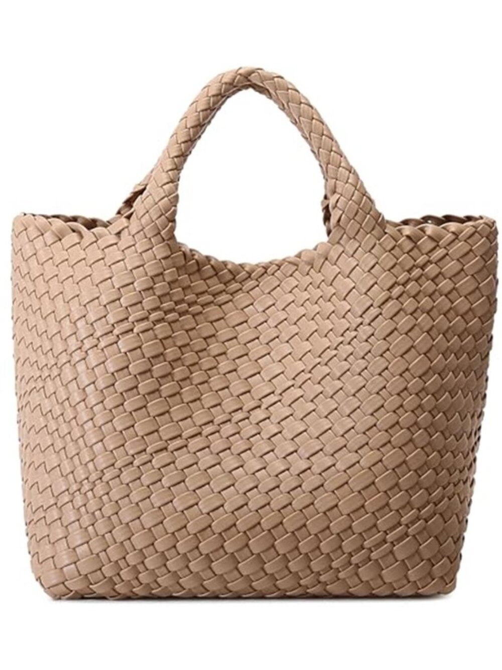 Womens Woven Vegan Leather Tote Bag Shoulder Handbag Market Purse Large Shopper